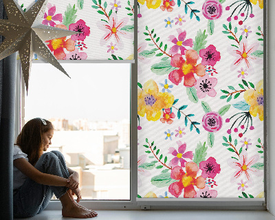 Tenda a rullo oscurante in tessuto con fantasia a fiori dipinti