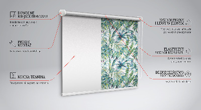 Tenda a rullo oscurante per finestra con stampa di foglie tropicali