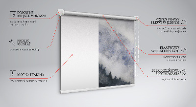Tenda a rullo interna oscurante con stampa di montagne nebbiose