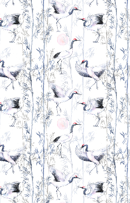 Tenda a rullo interna oscurante con fantasia di aironi e alberi