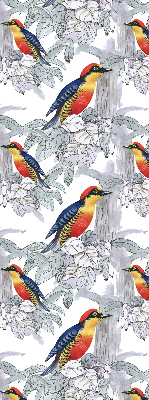 Tenda a rullo oscurante in tessuto con fantasia a uccello colorato