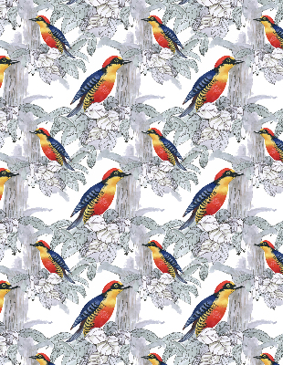 Tenda a rullo oscurante in tessuto con fantasia a uccello colorato