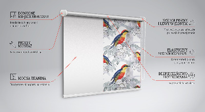 Tenda a rullo oscurante in tessuto con fantasia a uccello colorato
