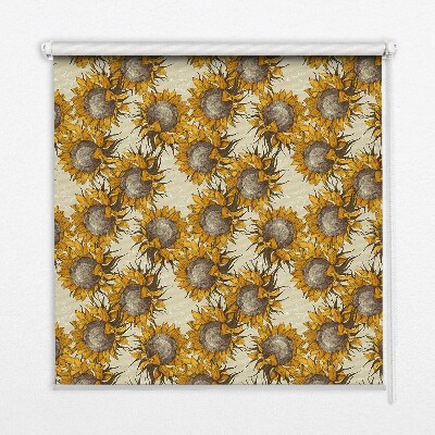 Tenda a rullo oscurante in tessuto modello girasole