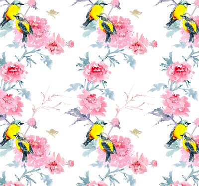 Tenda a rullo interna oscurante con motivo di uccelli sui fiori