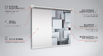 Tenda a rullo oscurante con fantasia a quadrati 3D grigi