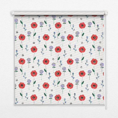 Tenda a rullo interna oscurante per finestra con stampa di fiori di papavero