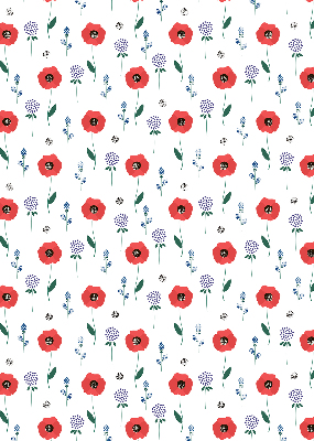 Tenda a rullo interna oscurante per finestra con stampa di fiori di papavero