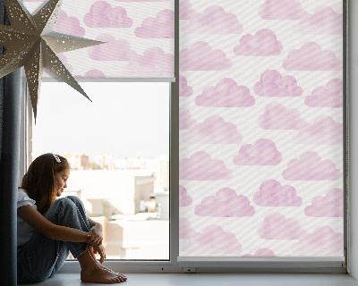 Tenda a rullo oscurante in tessuto con fantasia a nuvole rosa