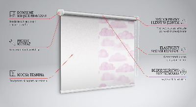 Tenda a rullo oscurante in tessuto con fantasia a nuvole rosa