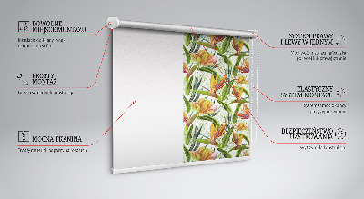 Tenda a rullo interna oscurante con stampa a tema piante esotiche per finestra