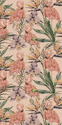 Tenda a rullo interna oscurante con fantasia di fenicotteri e fiori