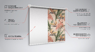 Tenda a rullo interna oscurante con fantasia di fenicotteri e fiori