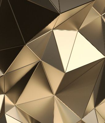 Tenda a rullo oscurante per finestra con fantasia a triangoli color oro