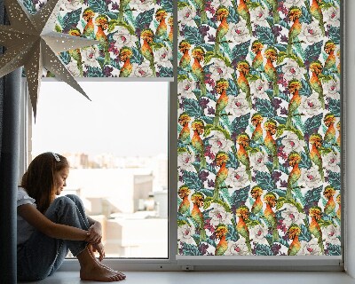Tenda a rullo interna oscurante con fantasia di uccelli e fiori