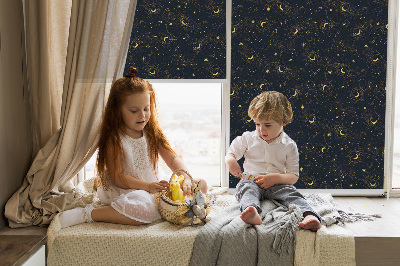 Tenda a rullo interna oscurante con motivo luna e stelle