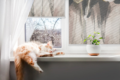 Tenda a rullo oscurante per finestra con decorazione a fiori dipinti
