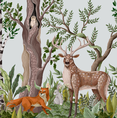 Tenda a rullo interna oscurante con fantasia di animali della foresta