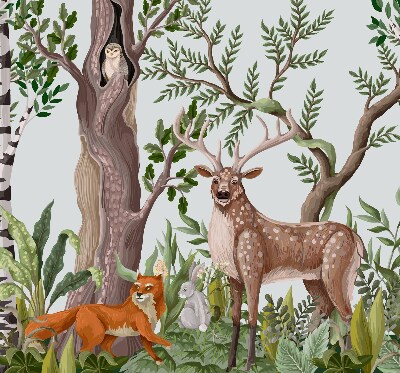Tenda a rullo interna oscurante con fantasia di animali della foresta