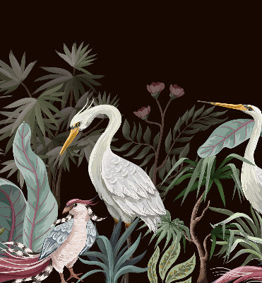 Tenda a rullo interna oscurante con fantasia di uccelli tra le foglie
