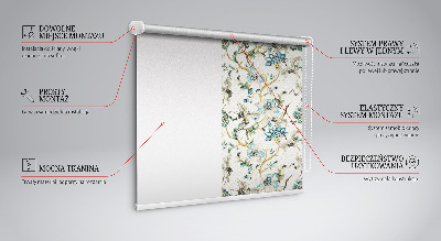 Tenda a rullo interna oscurante con fantasia di fiori e uccelli