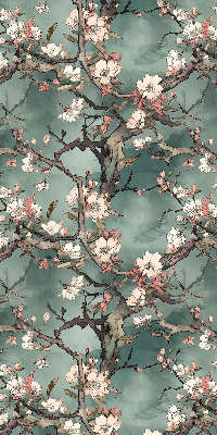 Tenda a rullo interna oscurante con stampa di fiori sull'albero