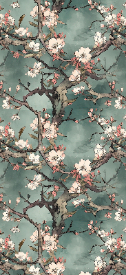 Tenda a rullo interna oscurante con stampa di fiori sull'albero