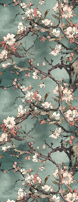 Tenda a rullo interna oscurante con stampa di fiori sull'albero