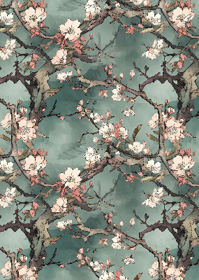 Tenda a rullo interna oscurante con stampa di fiori sull'albero