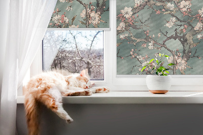Tenda a rullo interna oscurante con stampa di fiori sull'albero