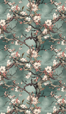 Tenda a rullo interna oscurante con stampa di fiori sull'albero