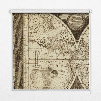 Tenda a rullo oscurante con stampa di una vecchia mappa del mondo per finestra