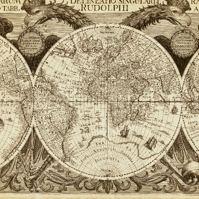 Tenda a rullo oscurante con stampa di una vecchia mappa del mondo per finestra