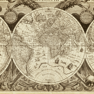Tenda a rullo oscurante con stampa di una vecchia mappa del mondo per finestra