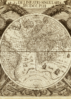 Tenda a rullo oscurante con stampa di una vecchia mappa del mondo per finestra