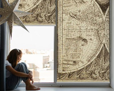 Tenda a rullo oscurante con stampa di una vecchia mappa del mondo per finestra