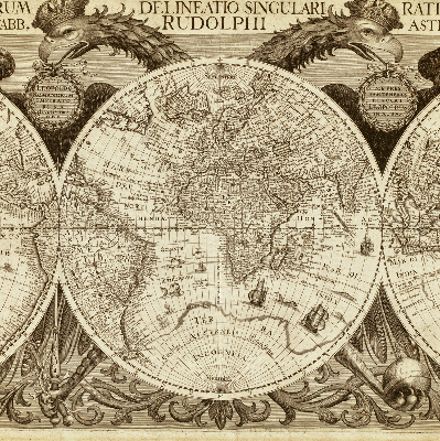 Tenda a rullo oscurante con stampa di una vecchia mappa del mondo per finestra