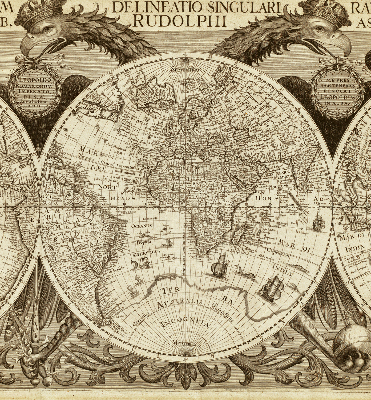 Tenda a rullo oscurante con stampa di una vecchia mappa del mondo per finestra