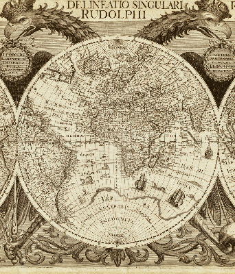 Tenda a rullo oscurante con stampa di una vecchia mappa del mondo per finestra
