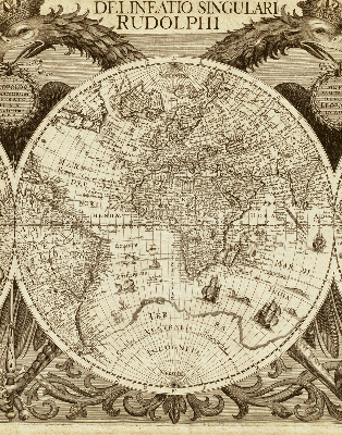 Tenda a rullo oscurante con stampa di una vecchia mappa del mondo per finestra