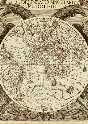 Tenda a rullo oscurante con stampa di una vecchia mappa del mondo per finestra