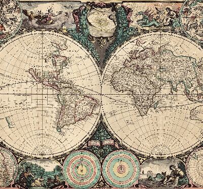 Tenda a rullo oscurante con stampa di una mappa del mondo