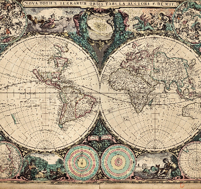 Tenda a rullo oscurante con stampa di una mappa del mondo