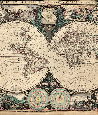 Tenda a rullo oscurante con stampa di una mappa del mondo