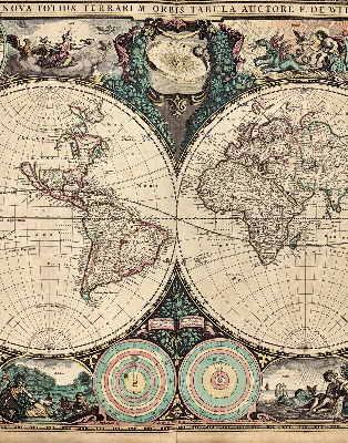 Tenda a rullo oscurante con stampa di una mappa del mondo