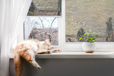 Tenda a rullo interna oscurante con stampa di persone sull'acqua