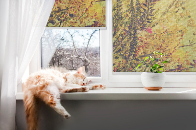Tenda a rullo oscurante in tessuto con stampa di piante