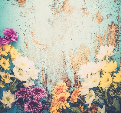 Tenda a rullo oscurante per porta finestra con stampa di fiori su sfondo blu