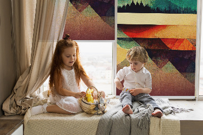 Tenda a rullo interna oscurante con stampa di montagne astratte