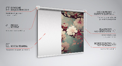 Tenda a rullo oscurante per finestra con stampa a fiori di ciliegio